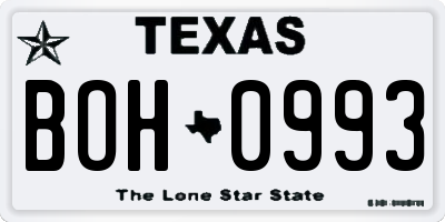 TX license plate BOH0993