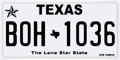 TX license plate BOH1036