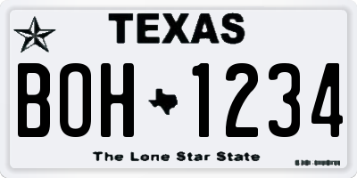 TX license plate BOH1234