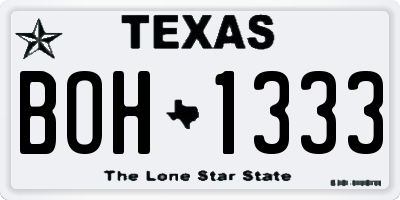 TX license plate BOH1333