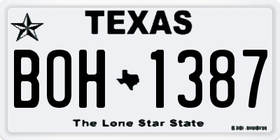 TX license plate BOH1387