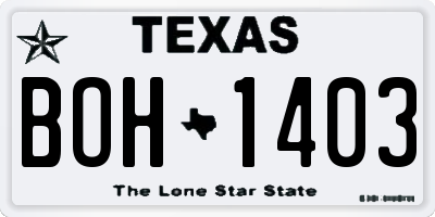 TX license plate BOH1403