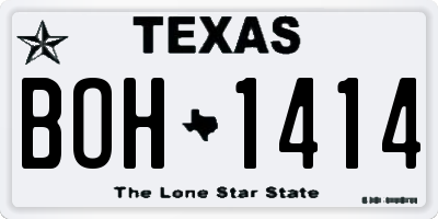 TX license plate BOH1414