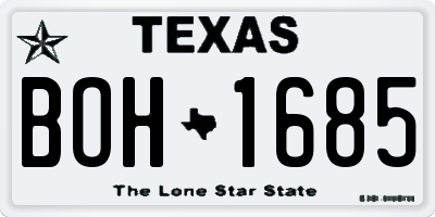 TX license plate BOH1685