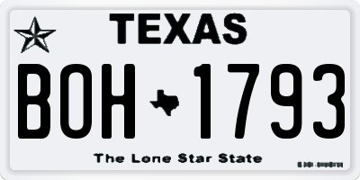 TX license plate BOH1793