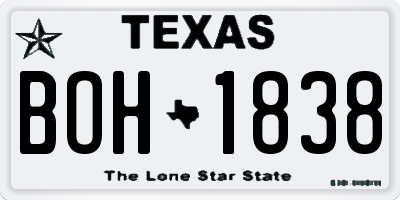 TX license plate BOH1838