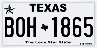 TX license plate BOH1865