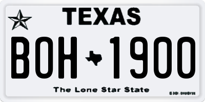 TX license plate BOH1900