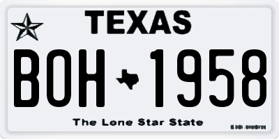 TX license plate BOH1958