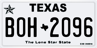 TX license plate BOH2096