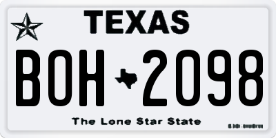 TX license plate BOH2098