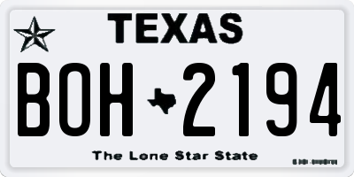 TX license plate BOH2194