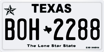 TX license plate BOH2288