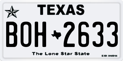 TX license plate BOH2633