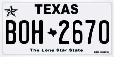 TX license plate BOH2670