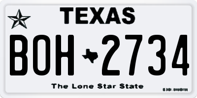 TX license plate BOH2734
