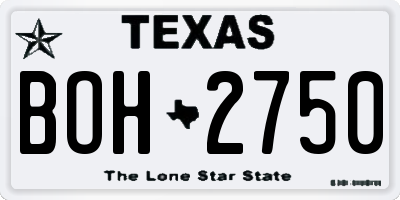 TX license plate BOH2750