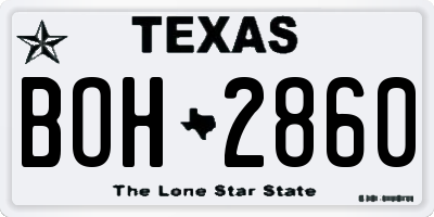 TX license plate BOH2860