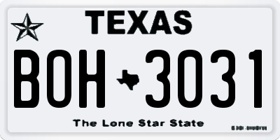 TX license plate BOH3031