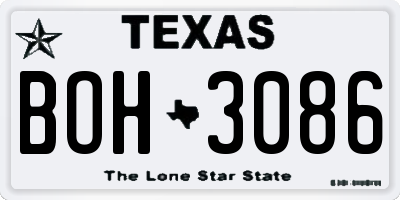 TX license plate BOH3086
