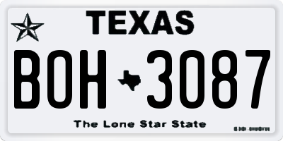 TX license plate BOH3087