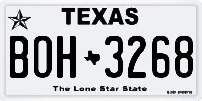 TX license plate BOH3268