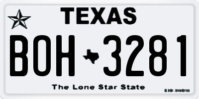 TX license plate BOH3281