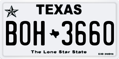 TX license plate BOH3660
