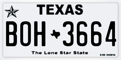 TX license plate BOH3664