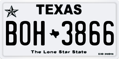 TX license plate BOH3866
