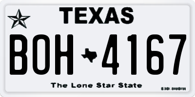 TX license plate BOH4167
