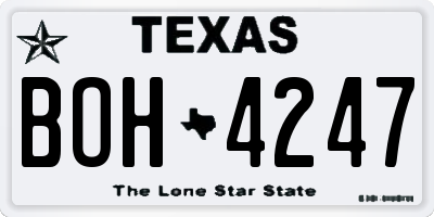 TX license plate BOH4247