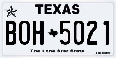 TX license plate BOH5021