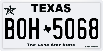 TX license plate BOH5068