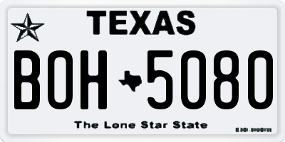 TX license plate BOH5080