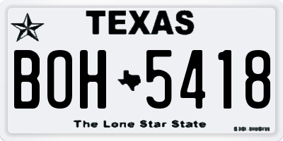 TX license plate BOH5418