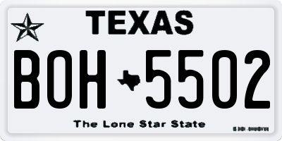TX license plate BOH5502