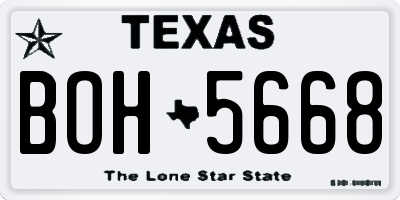 TX license plate BOH5668
