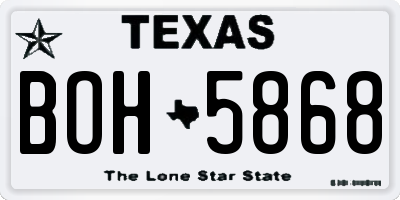 TX license plate BOH5868