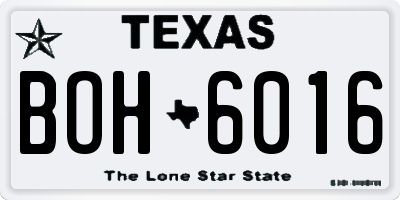 TX license plate BOH6016