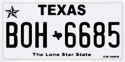 TX license plate BOH6685