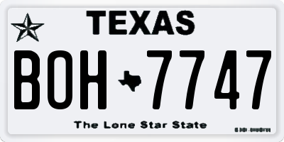 TX license plate BOH7747