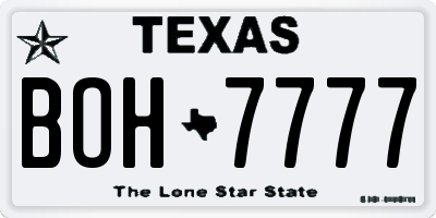 TX license plate BOH7777