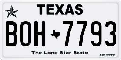 TX license plate BOH7793