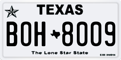 TX license plate BOH8009