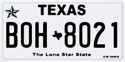 TX license plate BOH8021