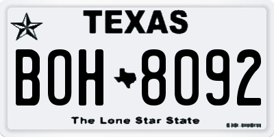 TX license plate BOH8092