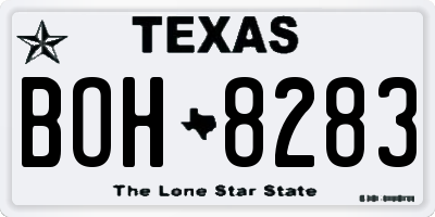 TX license plate BOH8283