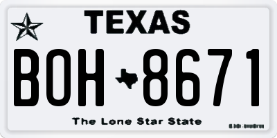 TX license plate BOH8671