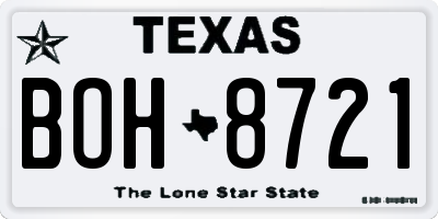 TX license plate BOH8721